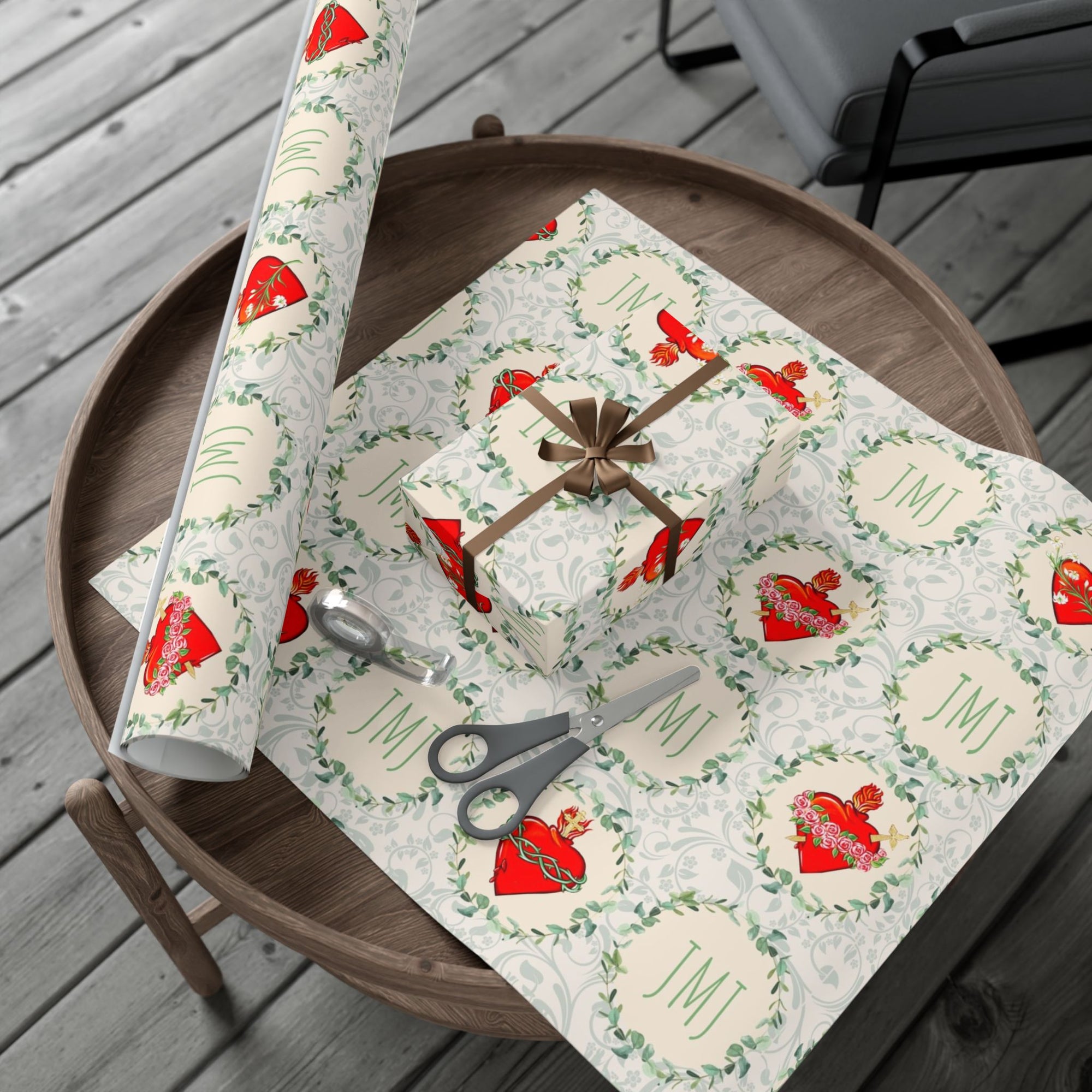 Gift Wrapping Paper - J.M.J. Sacred, Chaste and Immaculate Hearts - Roll