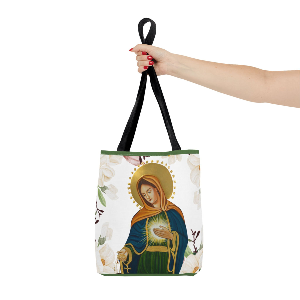 Flame of Love Tote Bag (Green Floral) 13x13