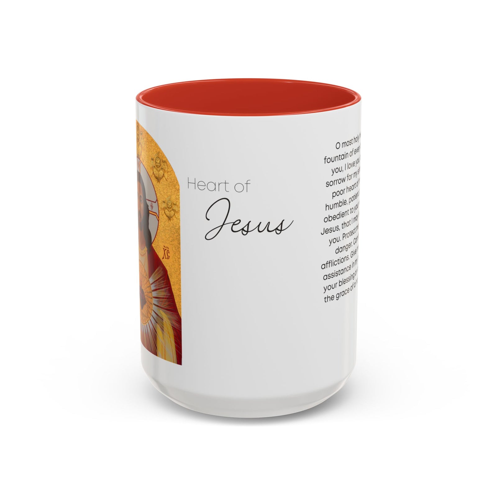 Sacred Heart of Jesus Accent Coffee Mug – Catholic Prayer 11/15oz