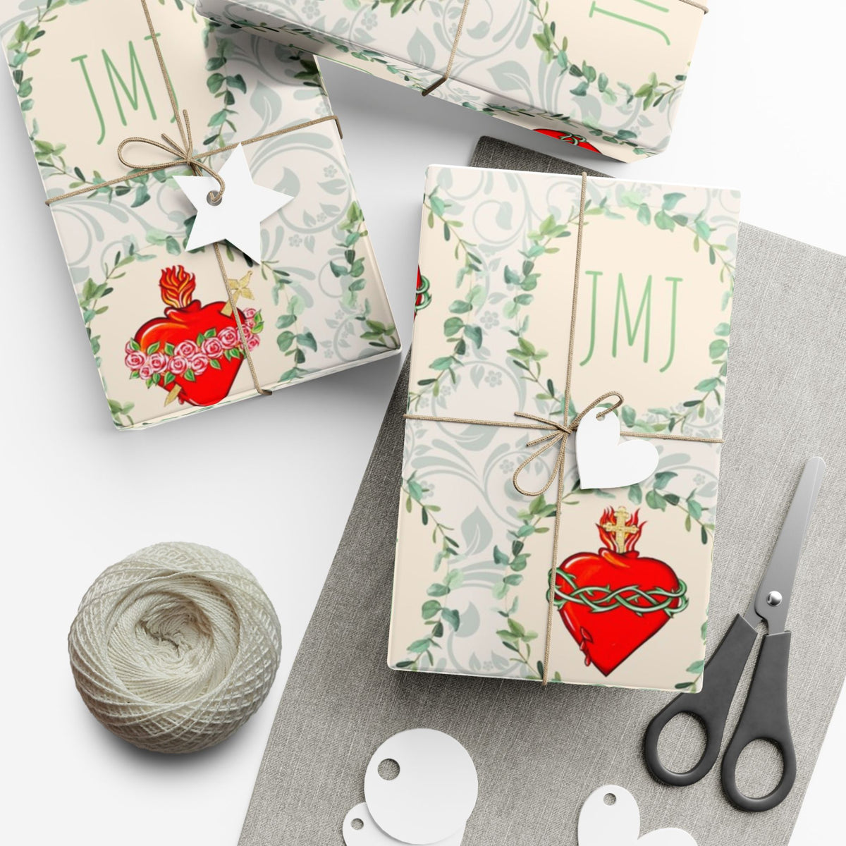 Gift Wrapping Paper - J.M.J. Sacred, Chaste and Immaculate Hearts - Roll