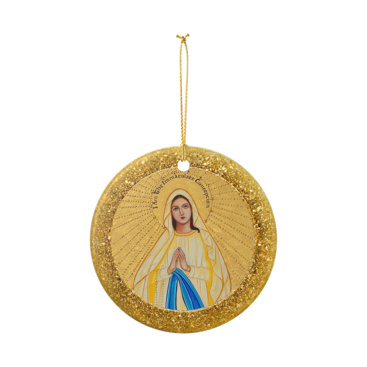 Our lady of Lourdes Ceramic Christmas Ornament