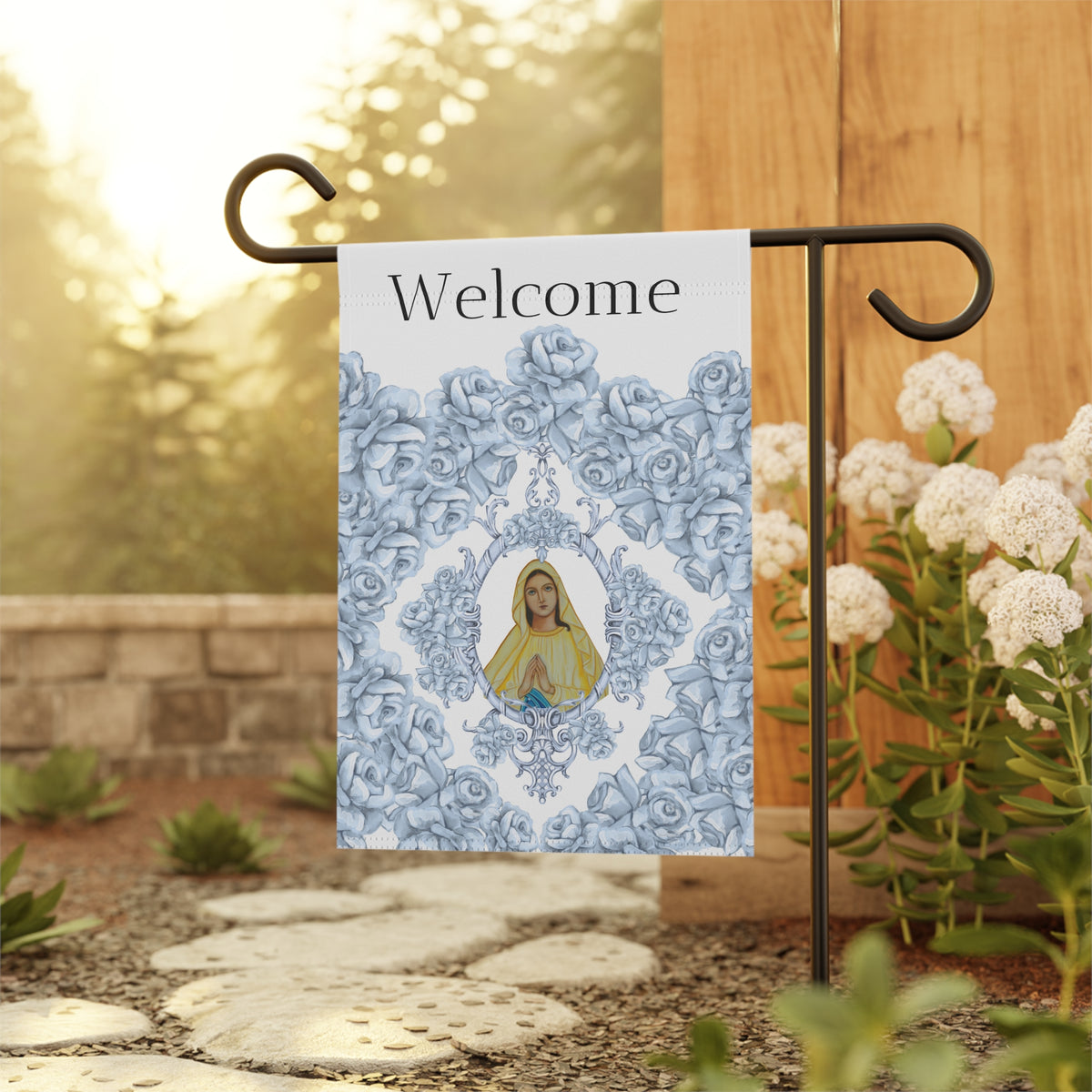 Welcome Our Lady of Lourdes Garden Flag