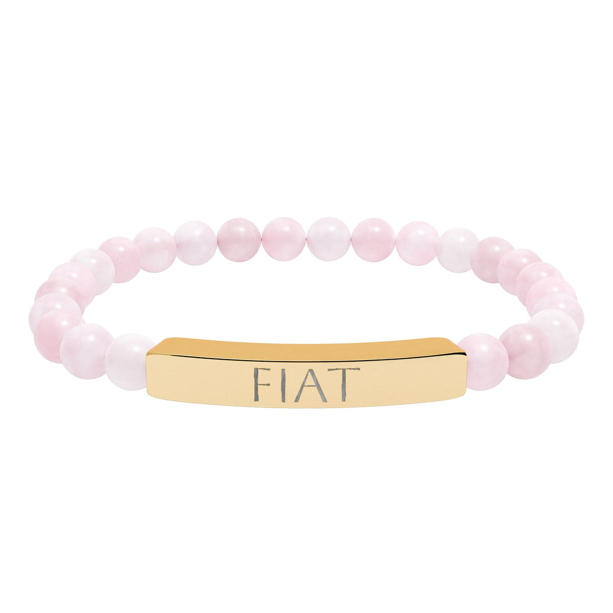 FIAT &quot;Let it be done&quot;  Engraved Bracelet - Stainless or Gold with Natural Stone