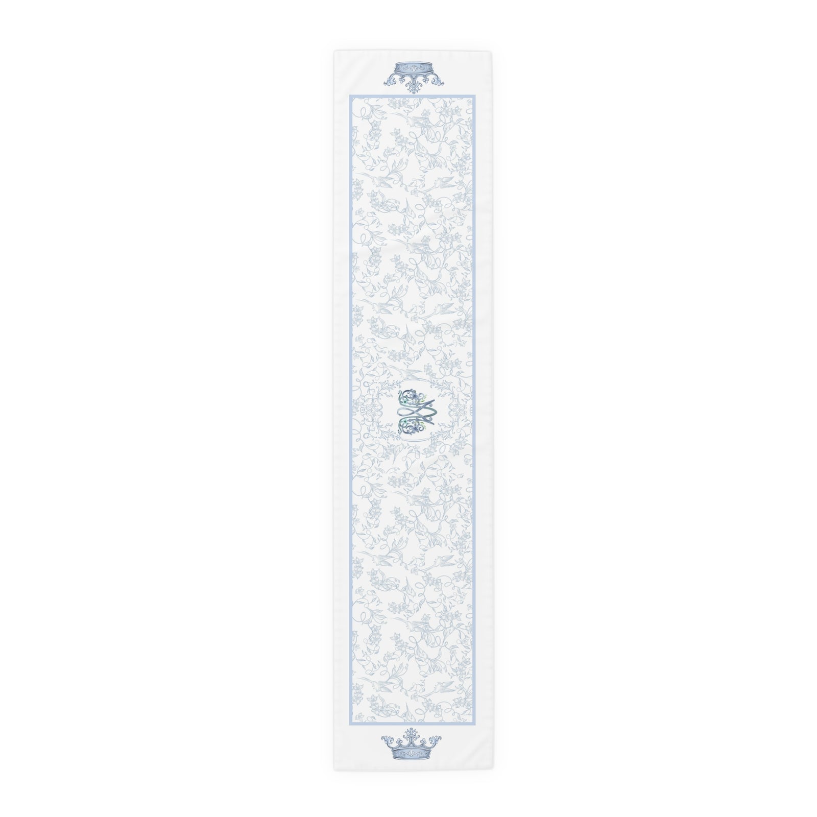 Ave Maria Blue Catholic Table Runner in Cotton Twill or Poly