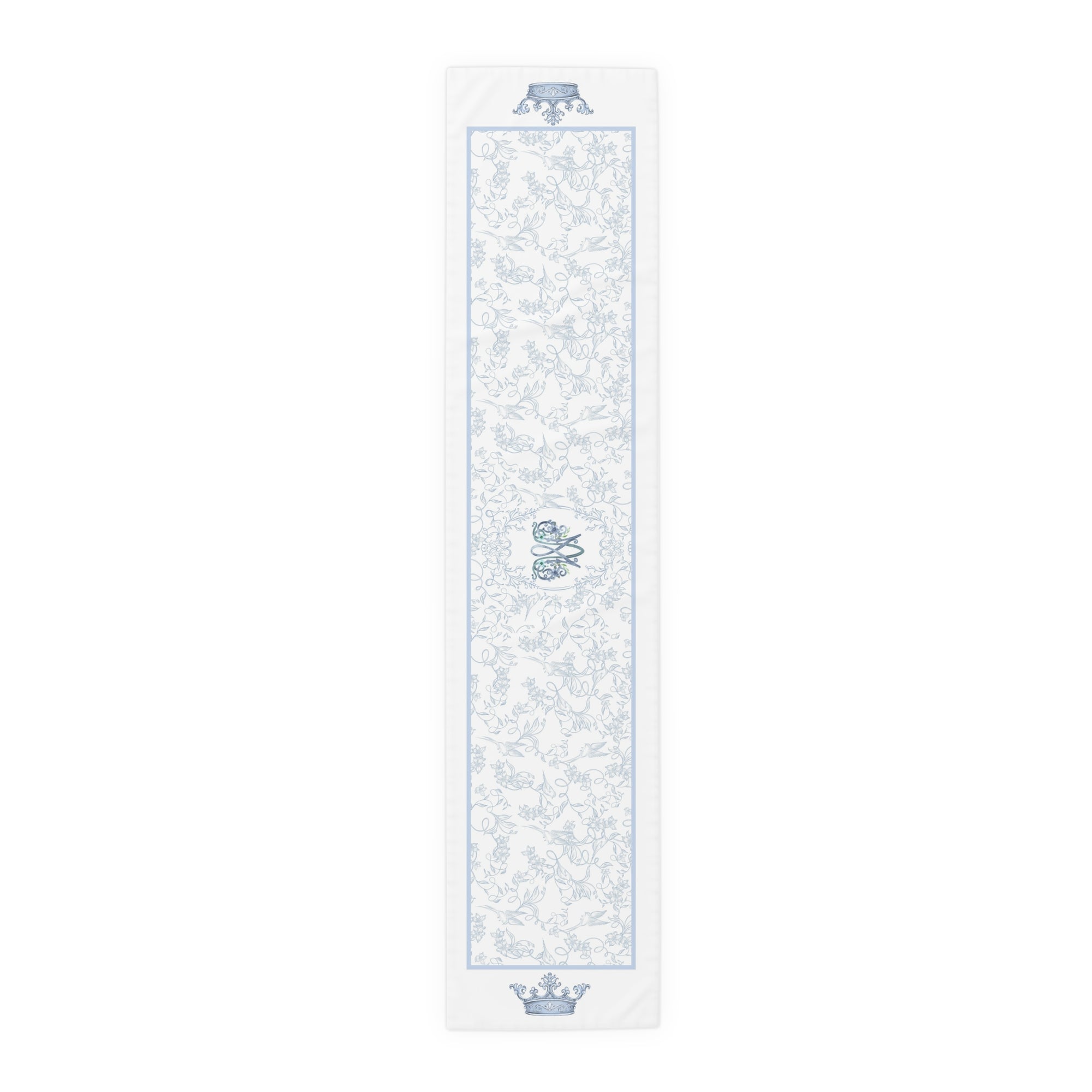 Ave Maria Blue Catholic Table Runner in Cotton Twill or Poly