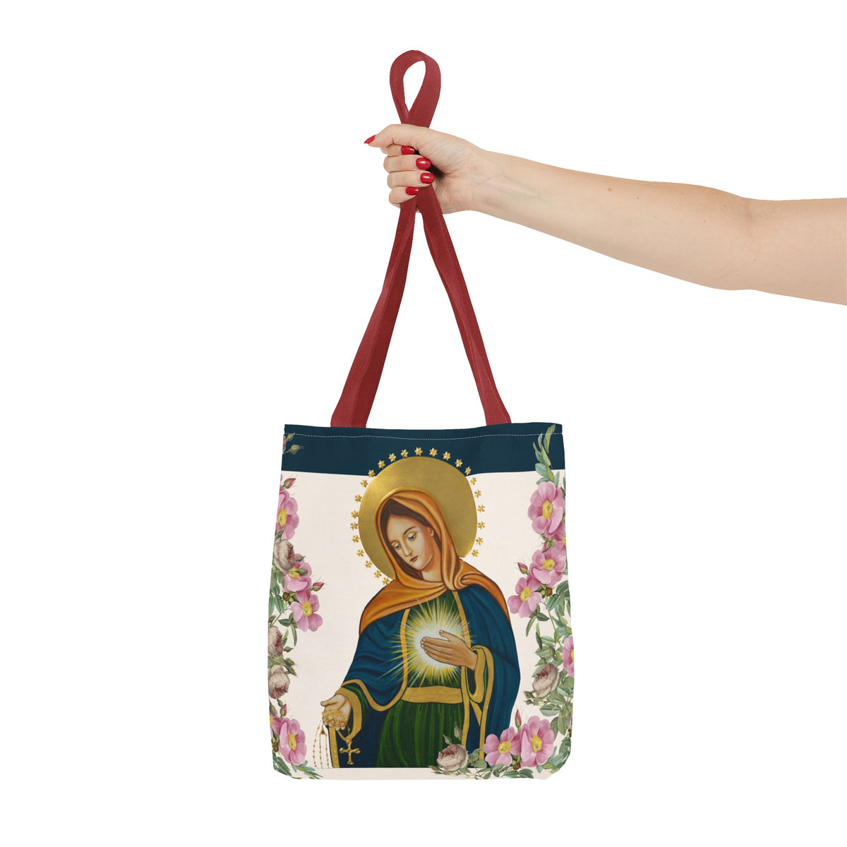 Flame of Love Tote Bag - Dark Blue Floral