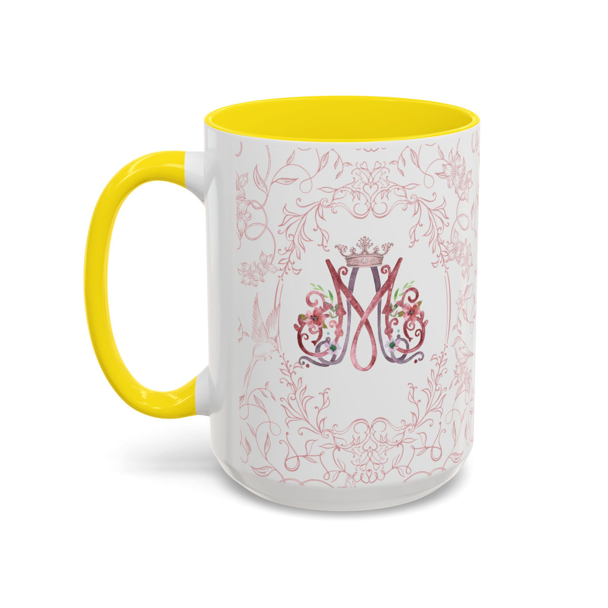 Ave Maria Pink Floral Prayer Coffee Mug