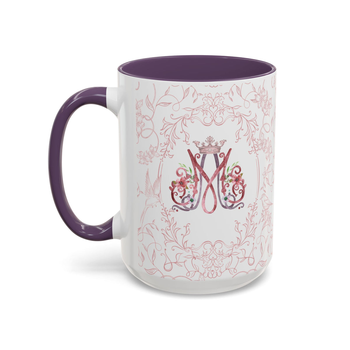 Ave Maria Pink Floral Prayer Coffee Mug