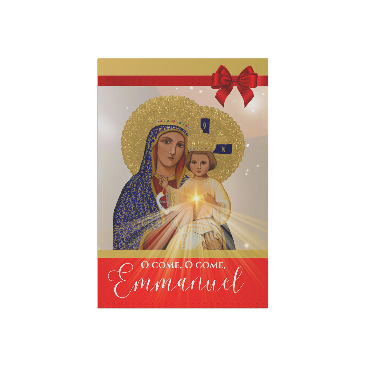 &quot;O Come, O Come, Emmanuel&quot; Christmas Garden Flag - Red &amp; Gold