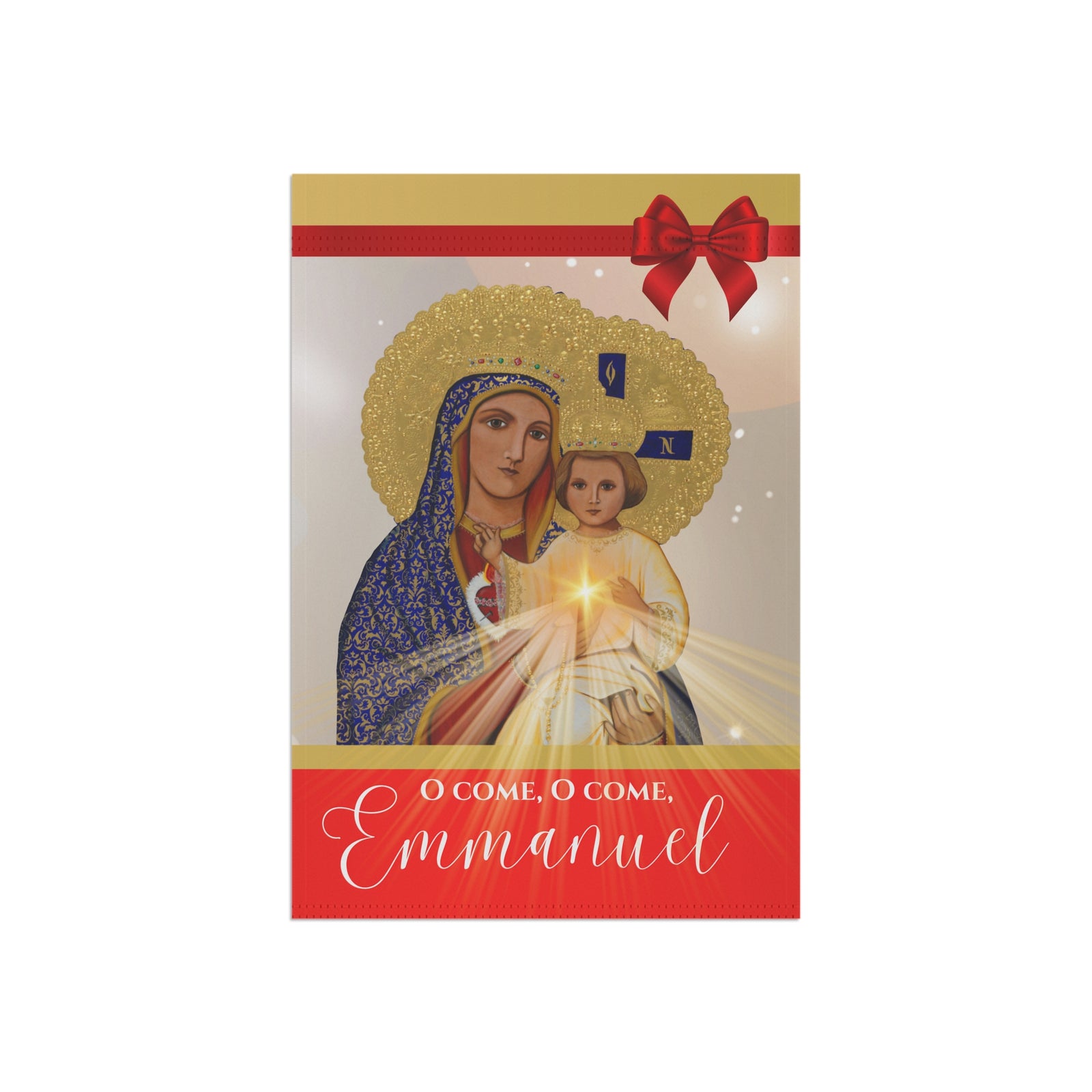 "O Come, O Come, Emmanuel" Christmas Garden Flag - Red & Gold