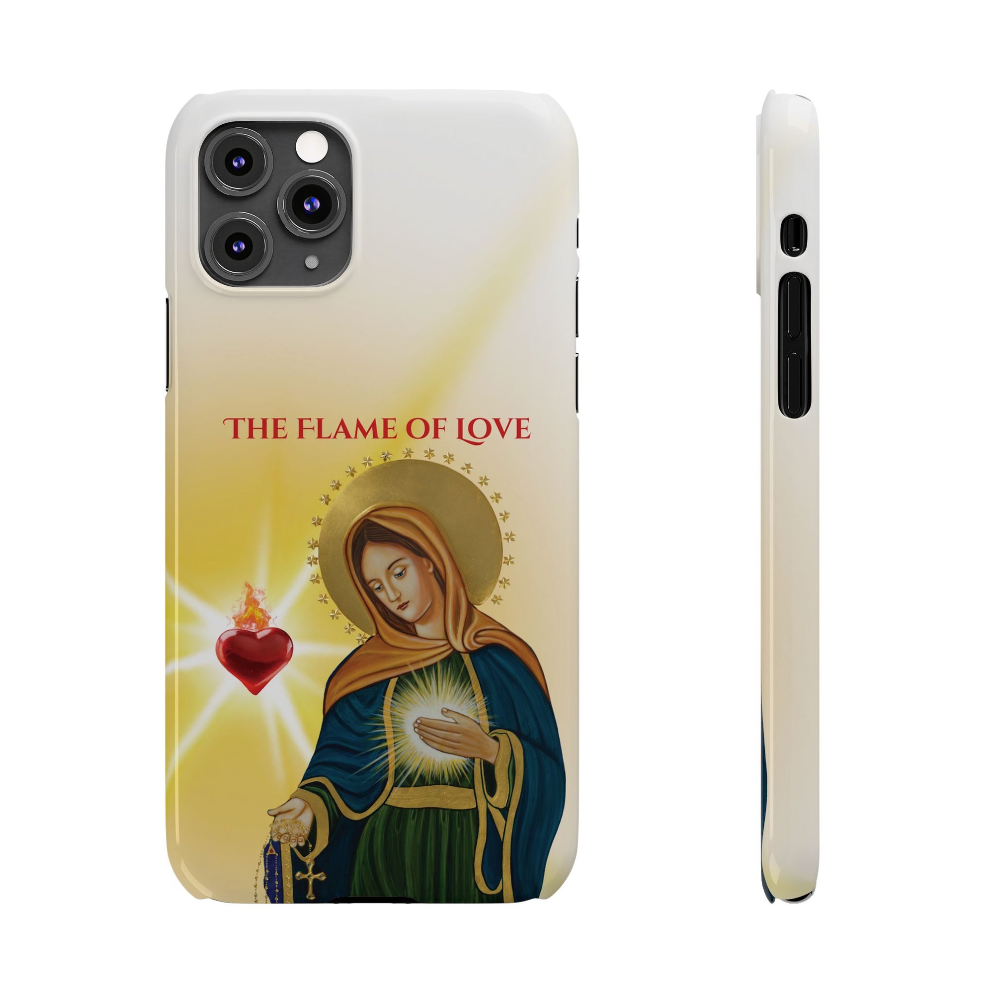 Flame of Love Slim Phone Case, Religious Phone Cover, Stylish Saint Artwork, Gift for Her, Personalized Tech Accessory