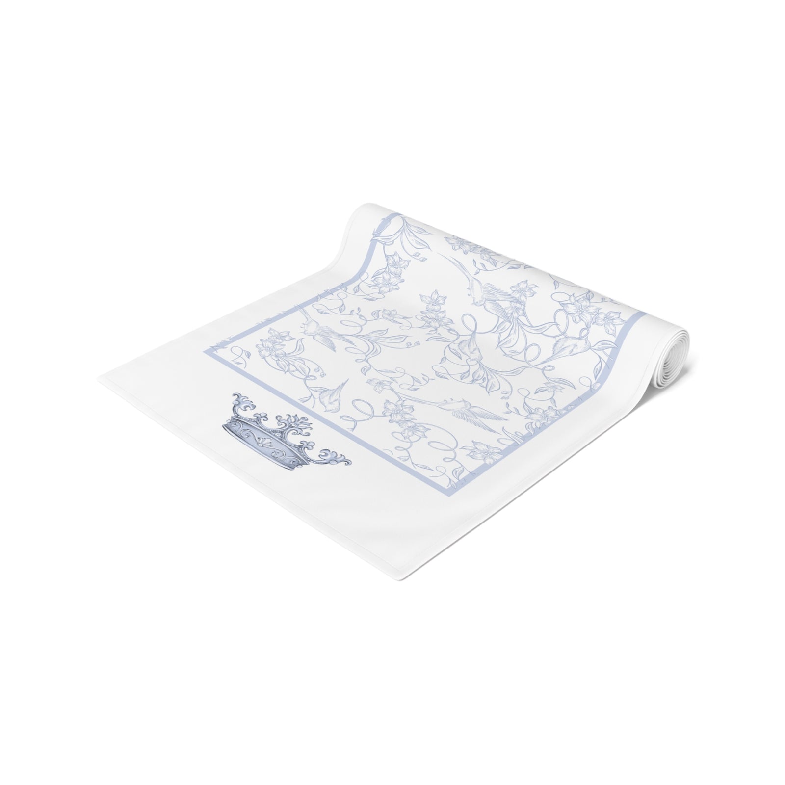 Ave Maria Blue Catholic Table Runner in Cotton Twill or Poly