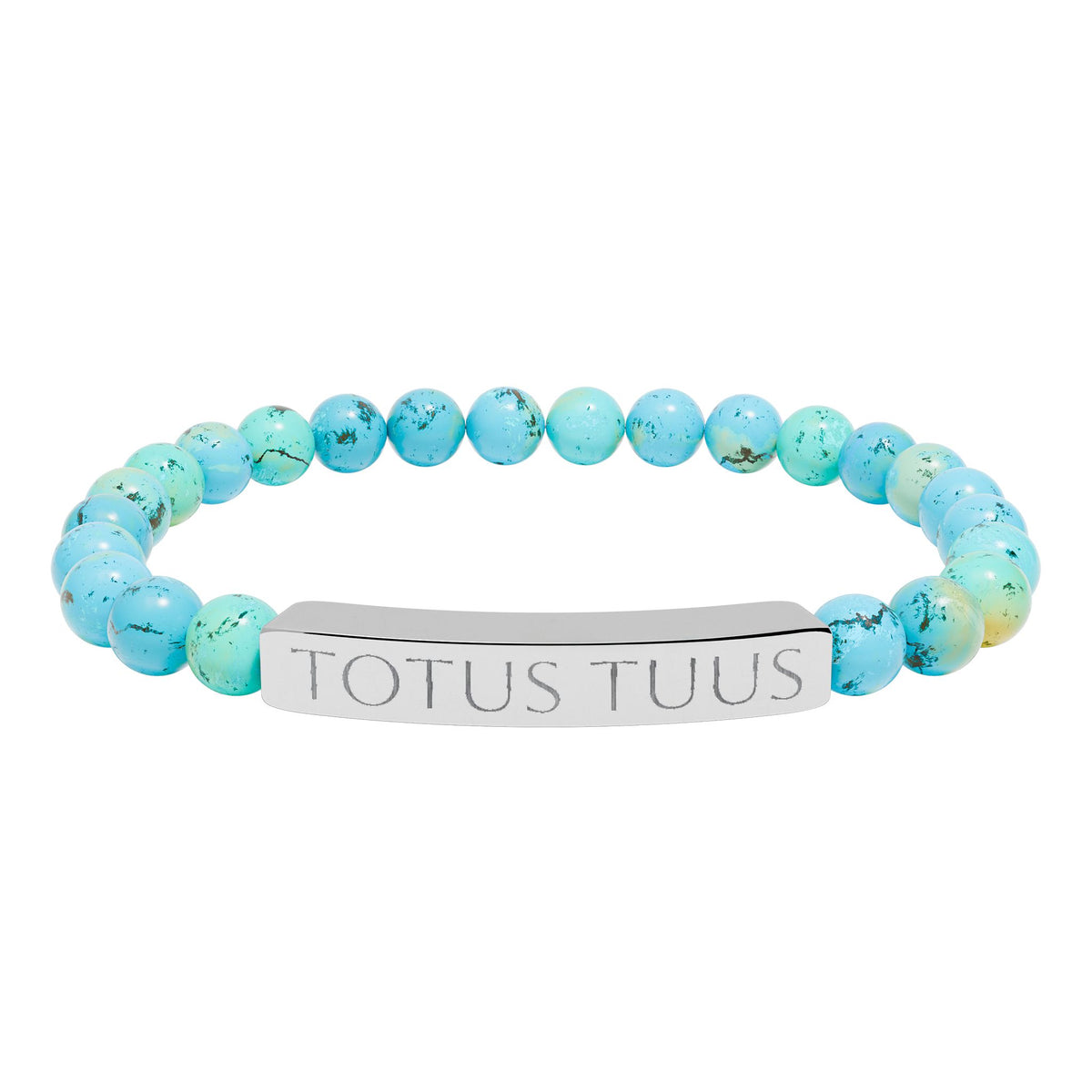 Totus Tuus Engraved Bracelet - Stainless or Gold with Natural Stone