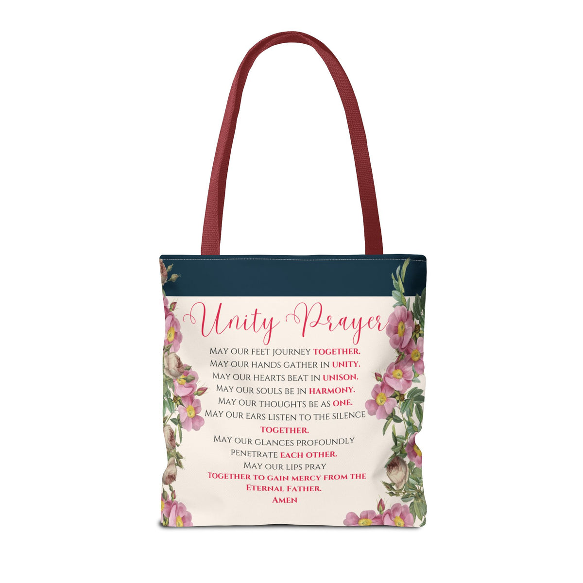 Flame of Love Tote Bag - Dark Blue Floral