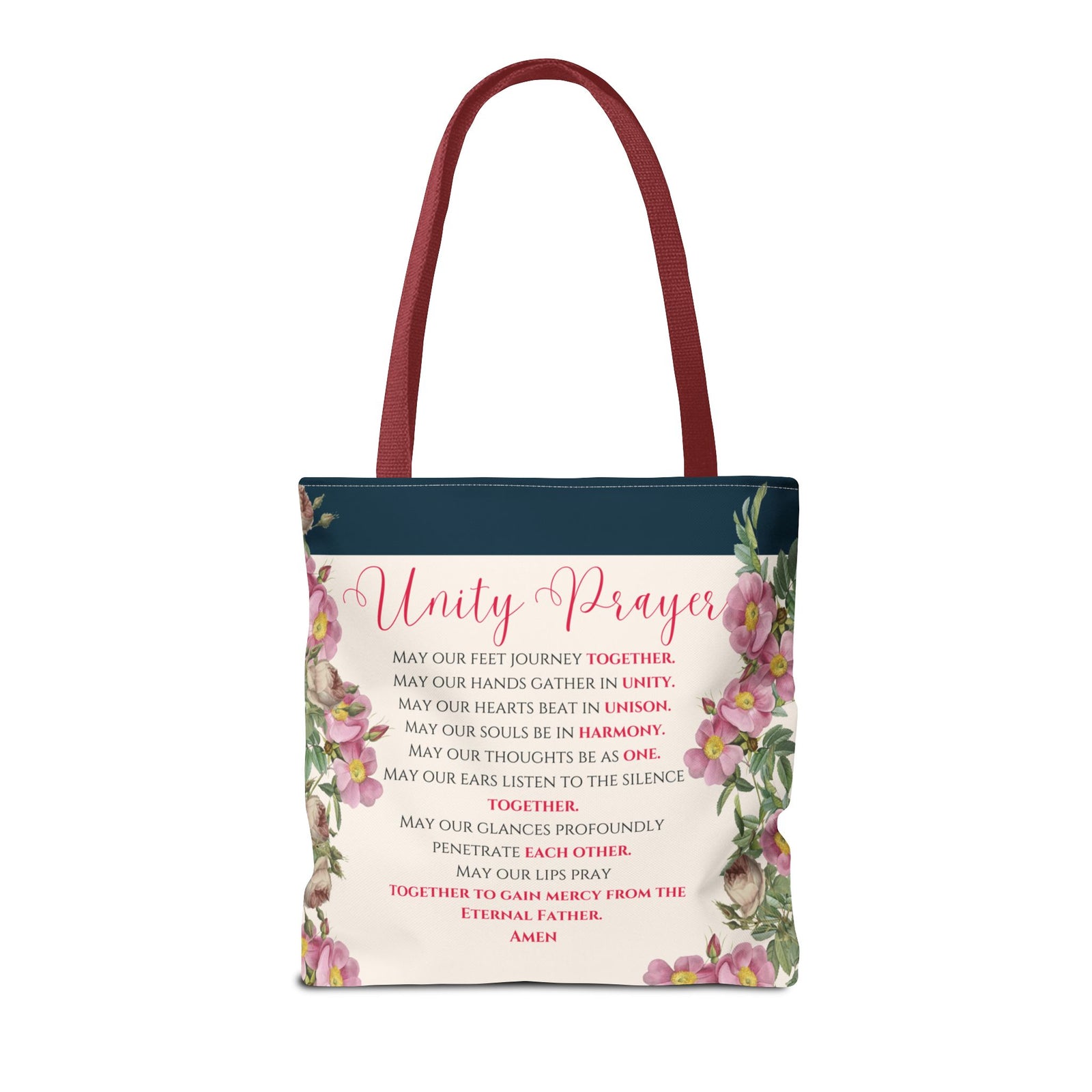 Flame of Love Tote Bag - Dark Blue Floral