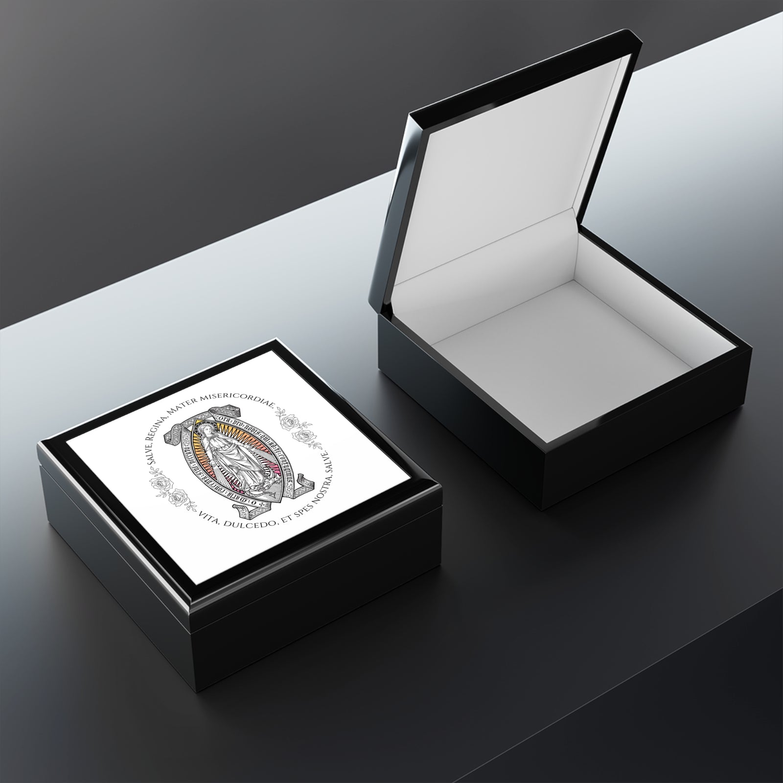 Rosary and Jewelry Box with Our Lady of Grace