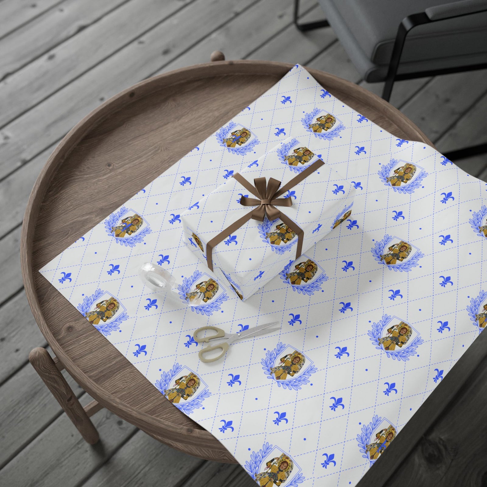 Gift Wrapping Paper - Saint Joan of Arc Blue - Roll