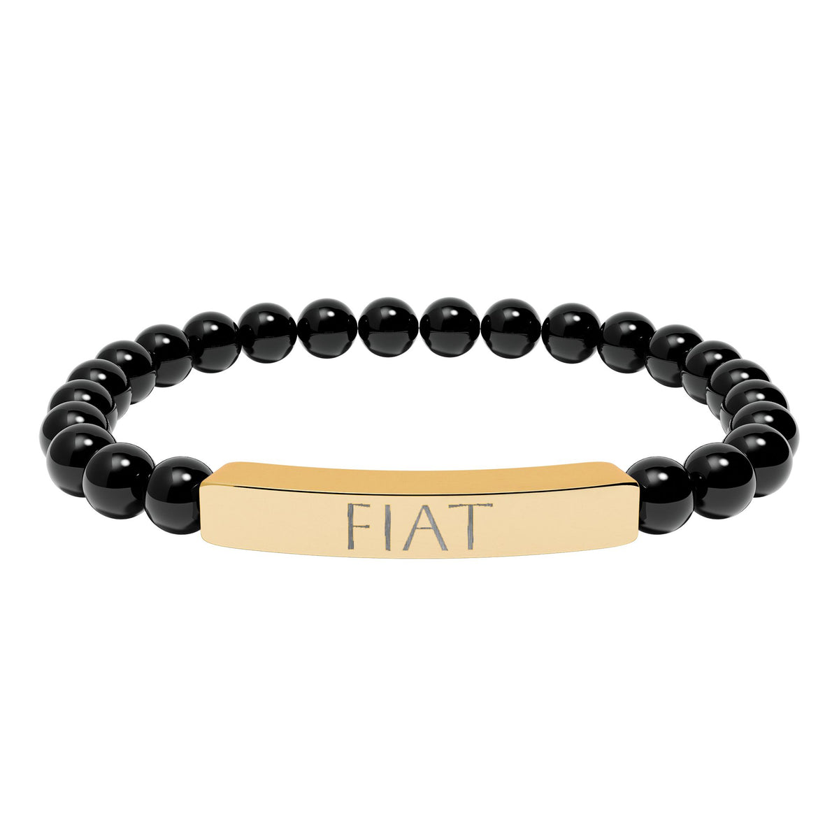 FIAT &quot;Let it be done&quot;  Engraved Bracelet - Stainless or Gold with Natural Stone