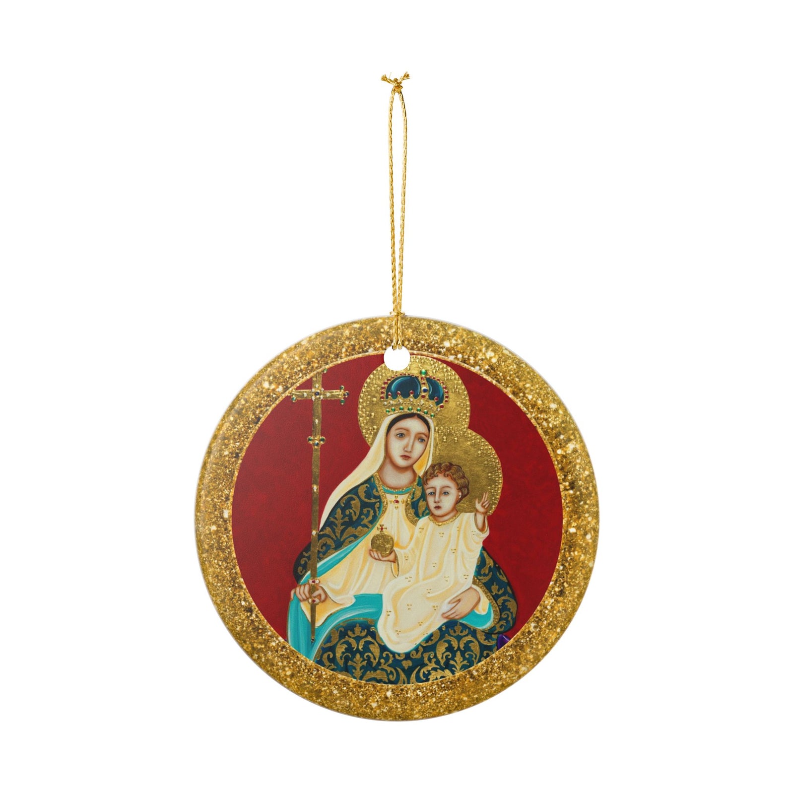 Madonna and Child Ceramic Christmas Ornament