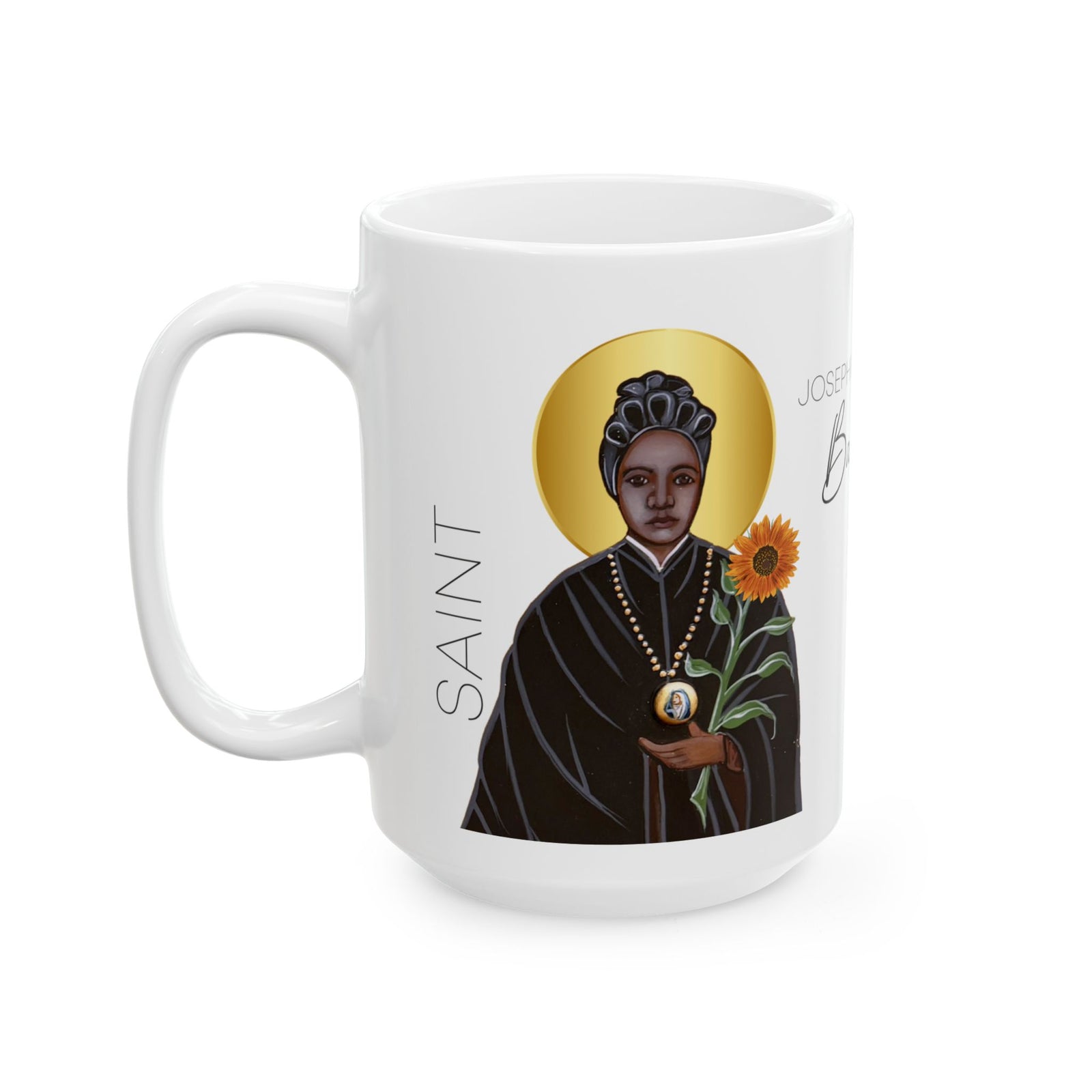 Saint Bakhita Ceramic Mug — Devotional Coffee Cup (15oz)