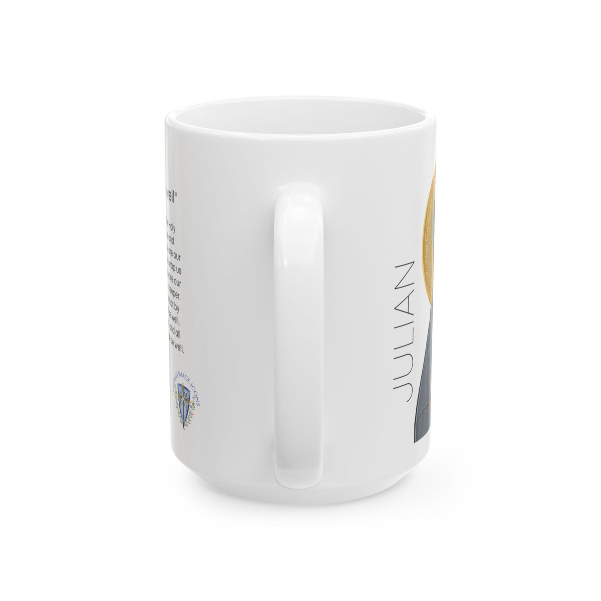 Julian of Norwich Ceramic Mug — Inspirational Religious Coffee Cup (15oz)