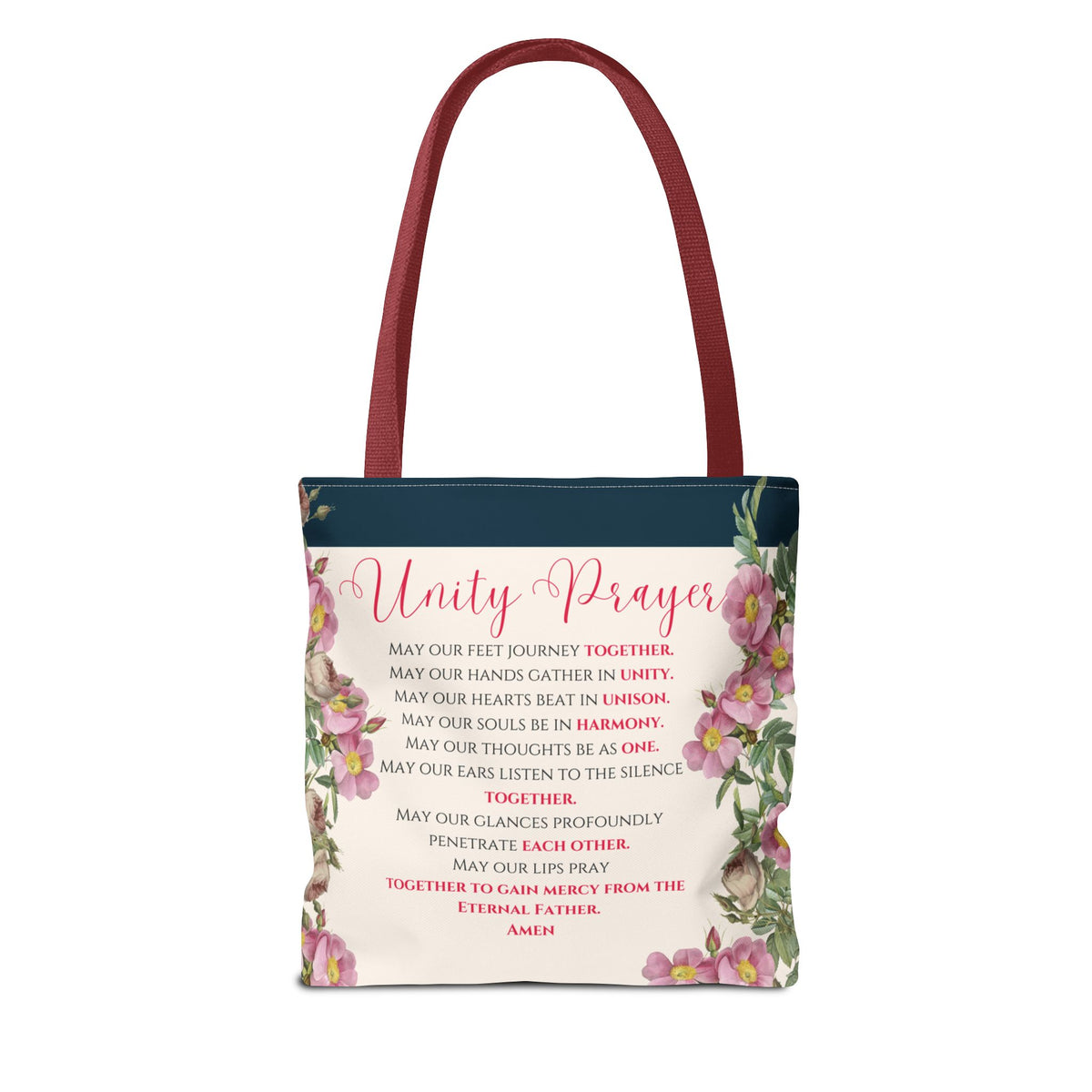 Flame of Love Tote Bag - Dark Blue Floral