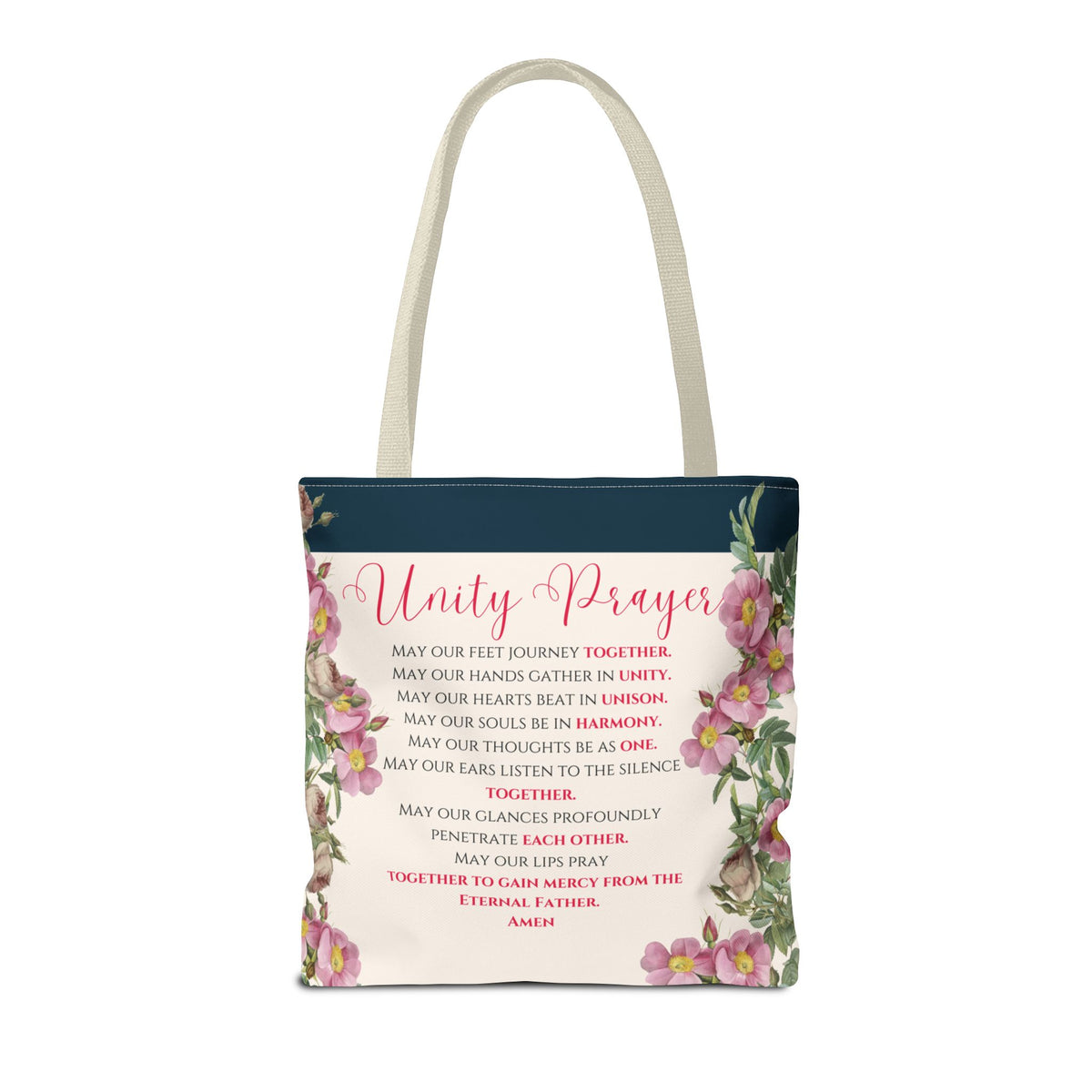 Flame of Love Tote Bag - Dark Blue Floral