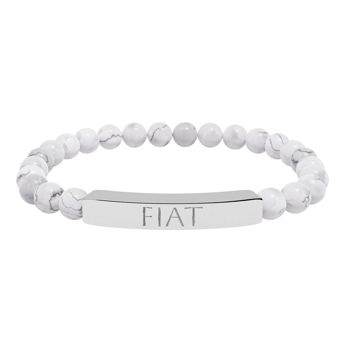 FIAT &quot;Let it be done&quot;  Engraved Bracelet - Stainless or Gold with Natural Stone