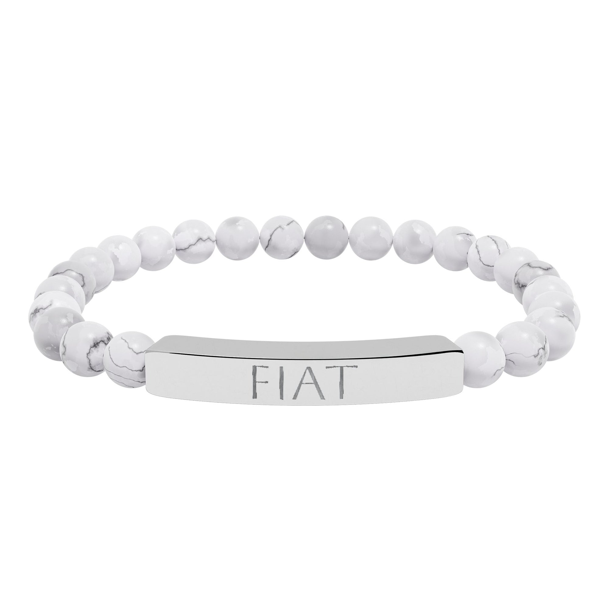 FIAT "Let it be done"  Engraved Bracelet - Stainless or Gold with Natural Stone