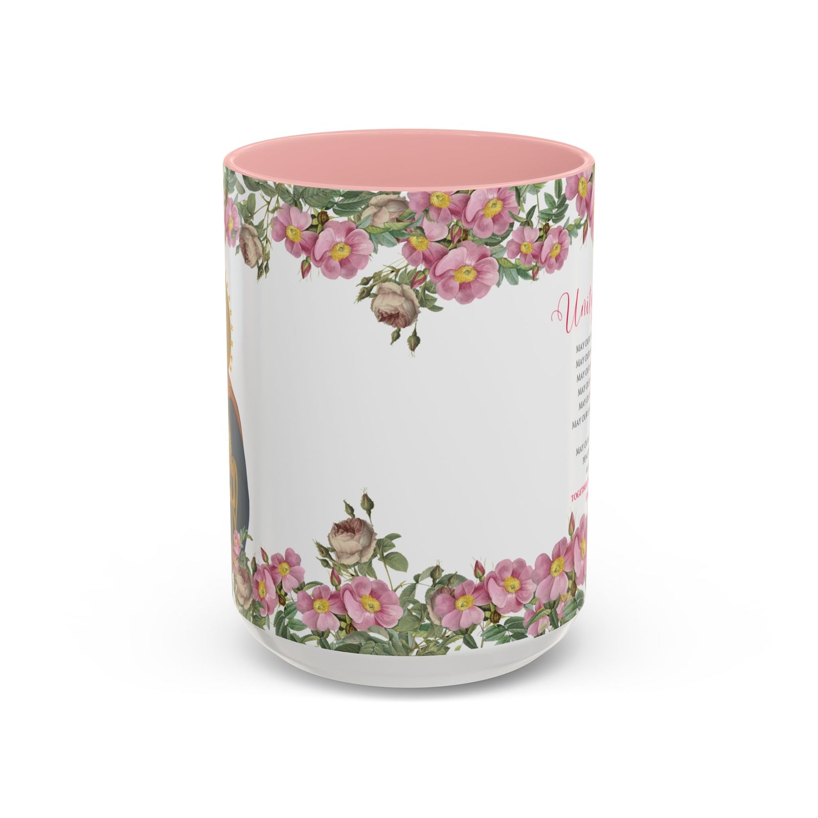 Flame of Love Prayer Coffee Mug - Pink Floral
