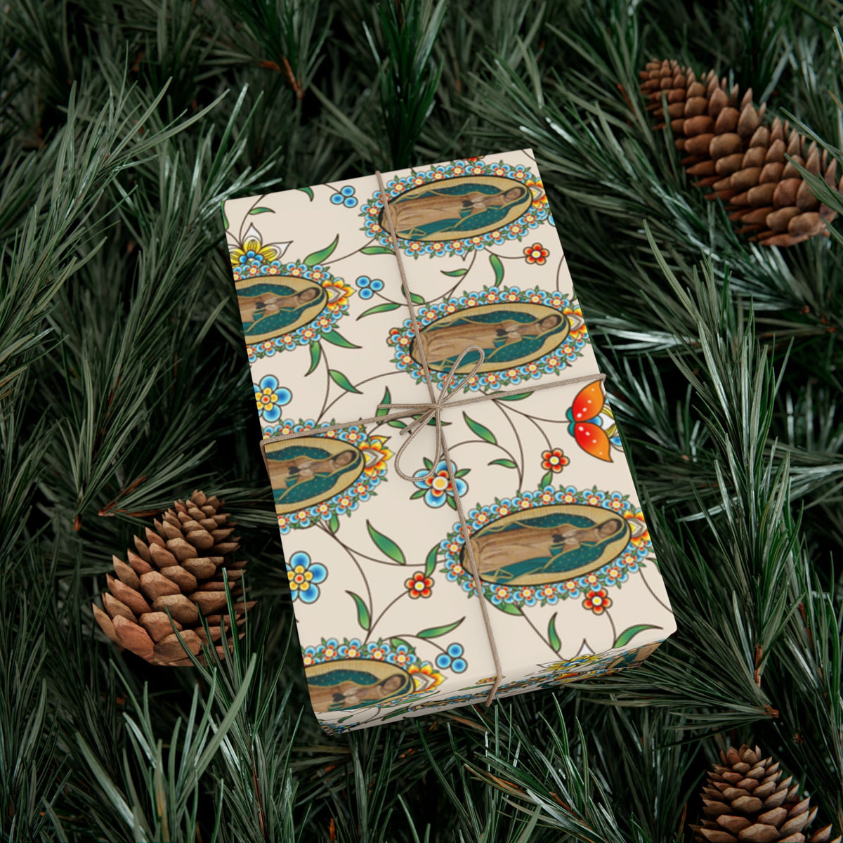 Gift Wrapping Paper - Our Lady of Guadalupe Floral - Roll