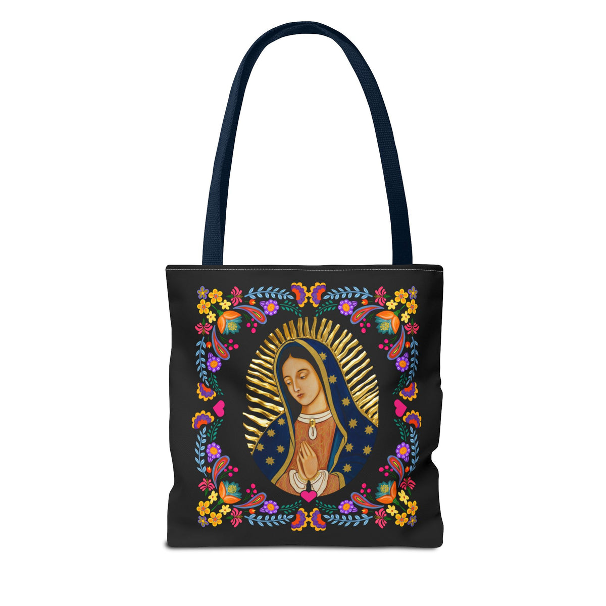 Vibrant Our Lady of Guadalupe Tote Bag for Faith and Inspiration, Prayer Bag, Religious Gift, Boho Floral Design, Eco-Friendly Shopping