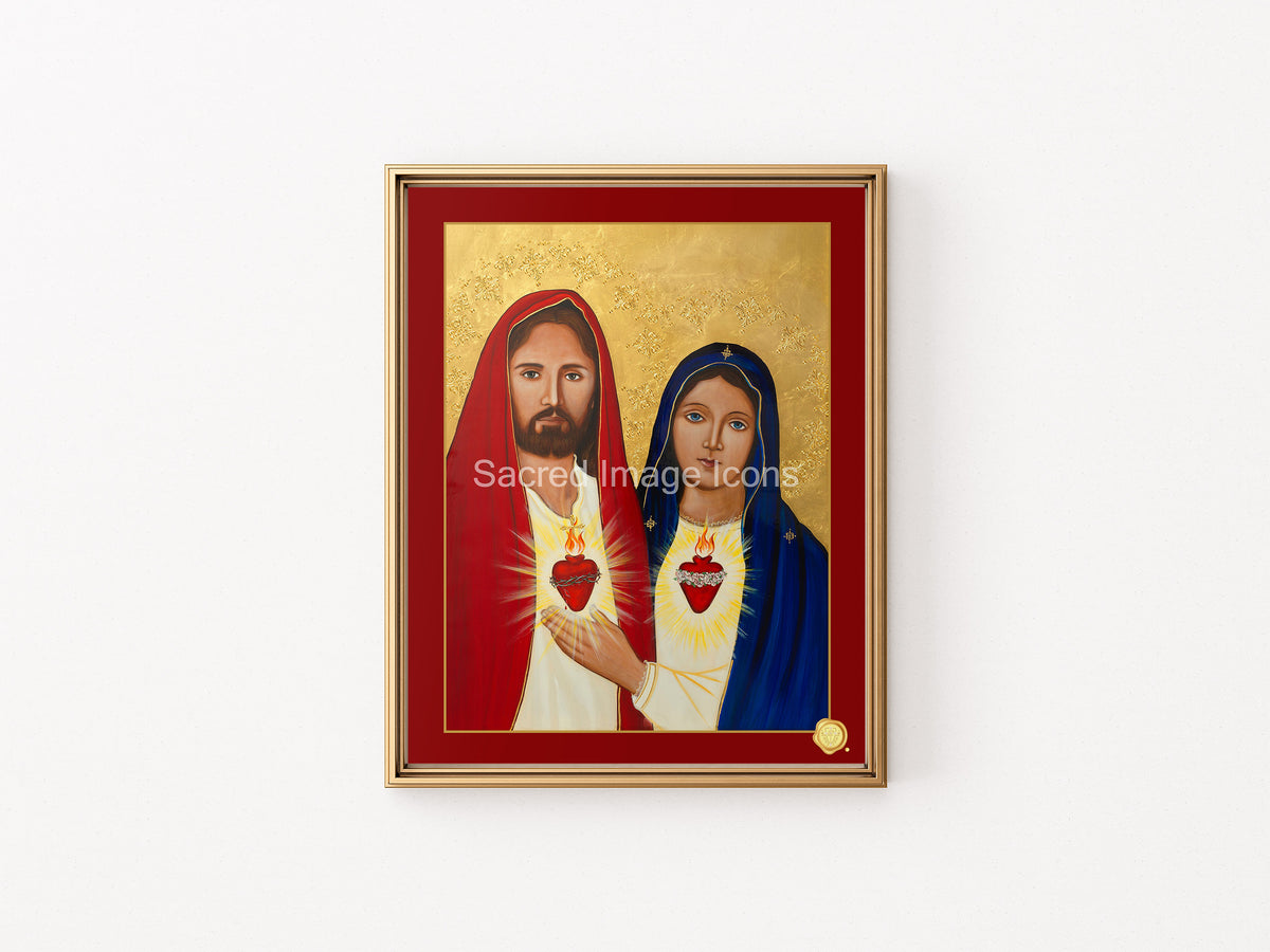 Sacred and Immaculate Hearts 1 Icon Print