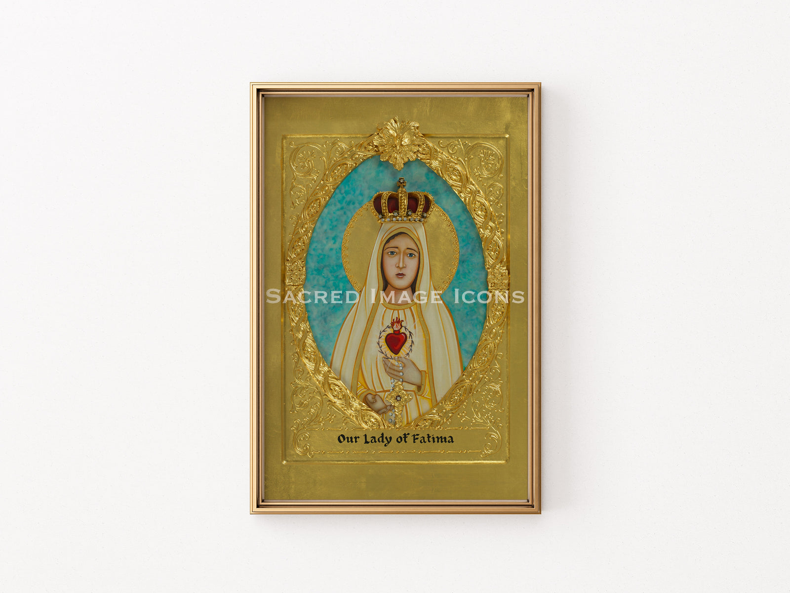 Our Lady of Fatima Golden Framed Icon Print