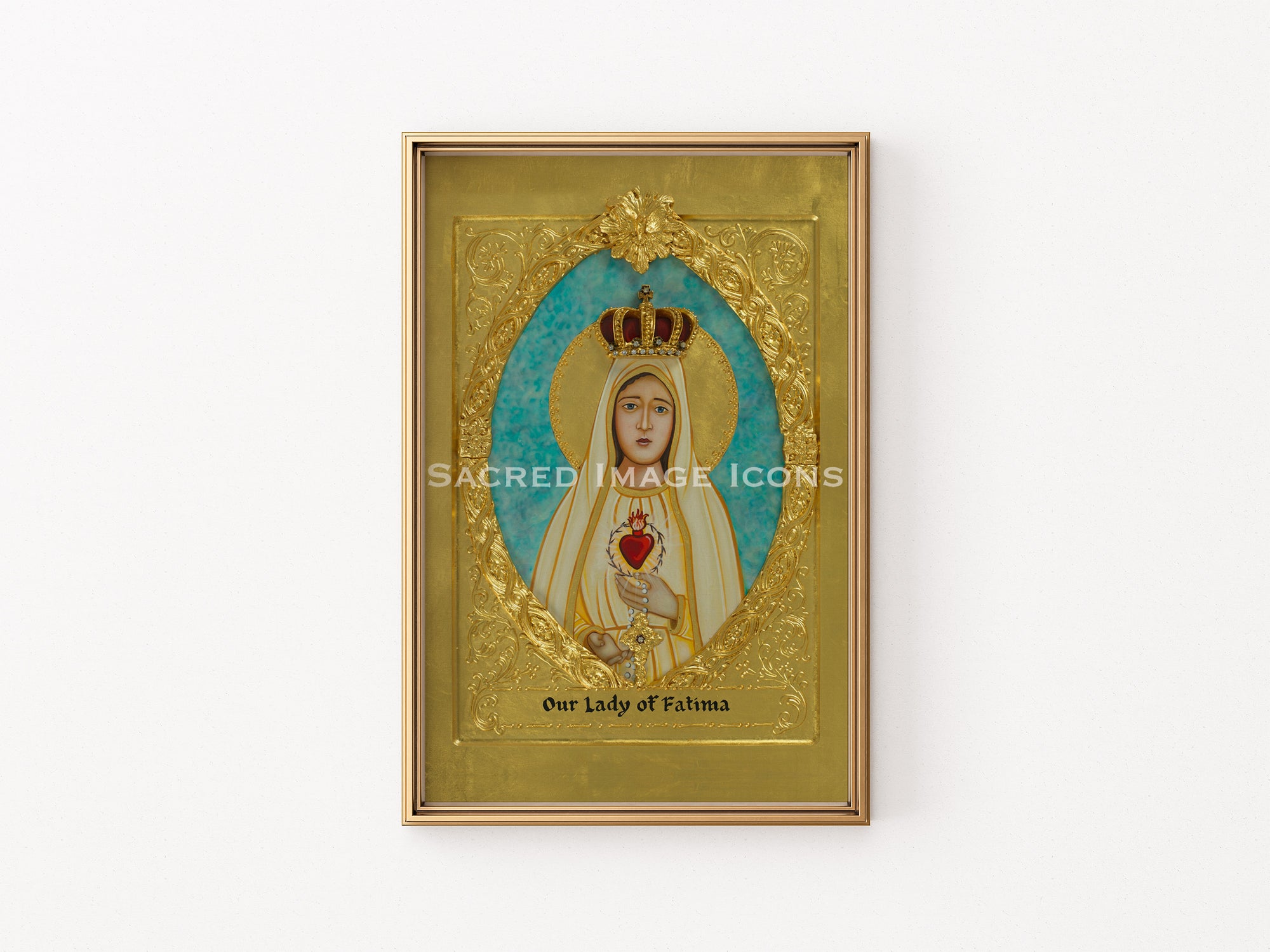 Our Lady of Fatima Golden Icon Print