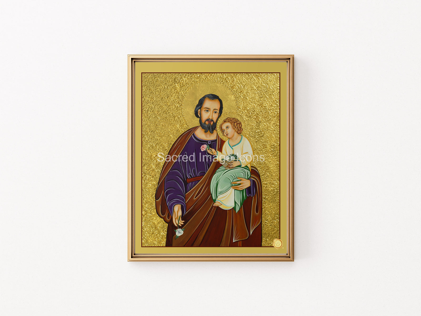 Saint Joseph and Baby Jesus 2 Icon Print
