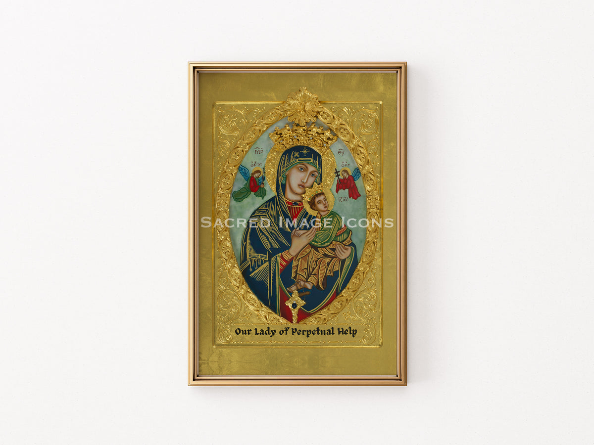 Our Lady of Perpetual Help Golden Icon Print
