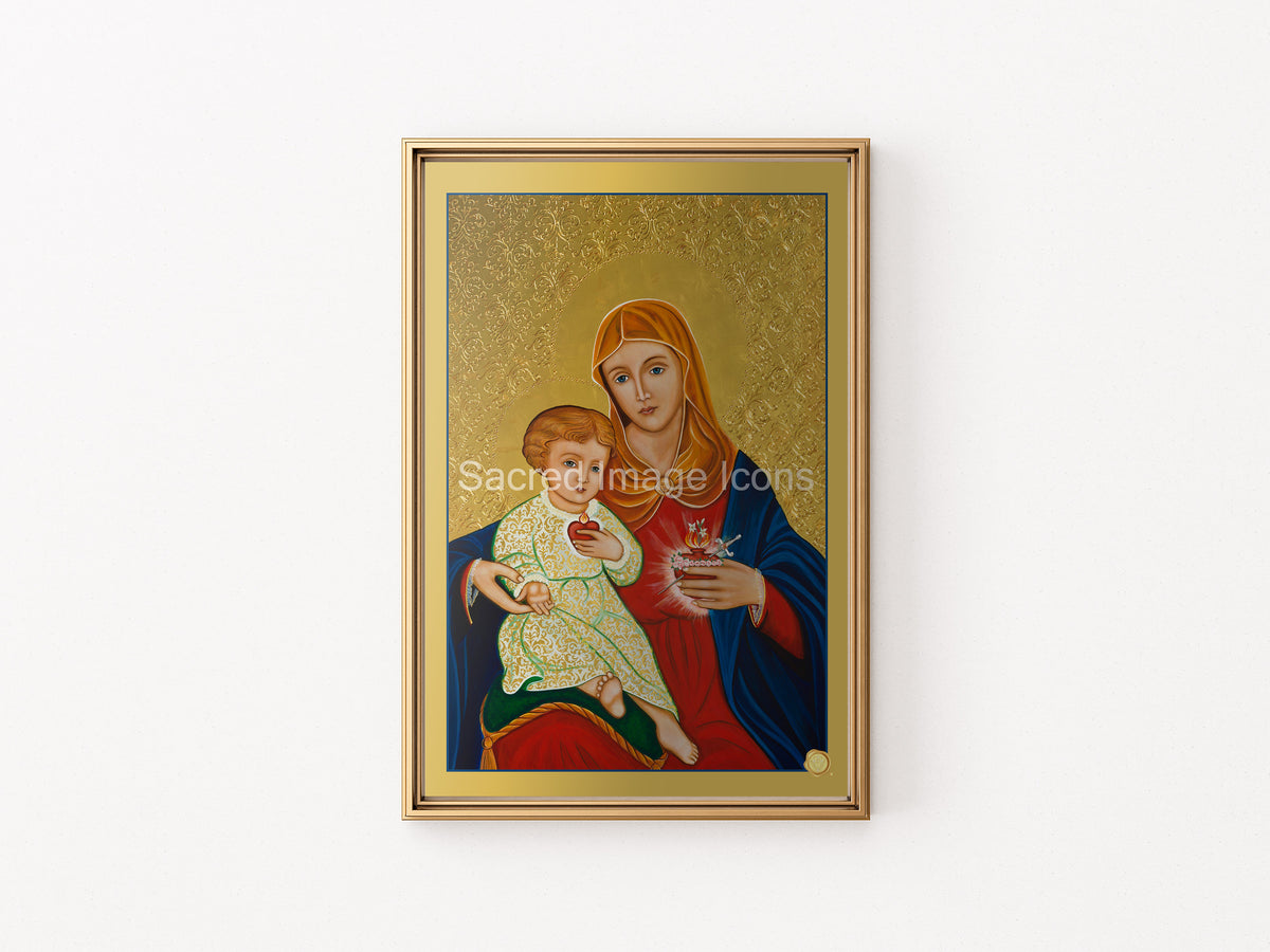 Sacred and Immaculate Hearts 2 Icon Print