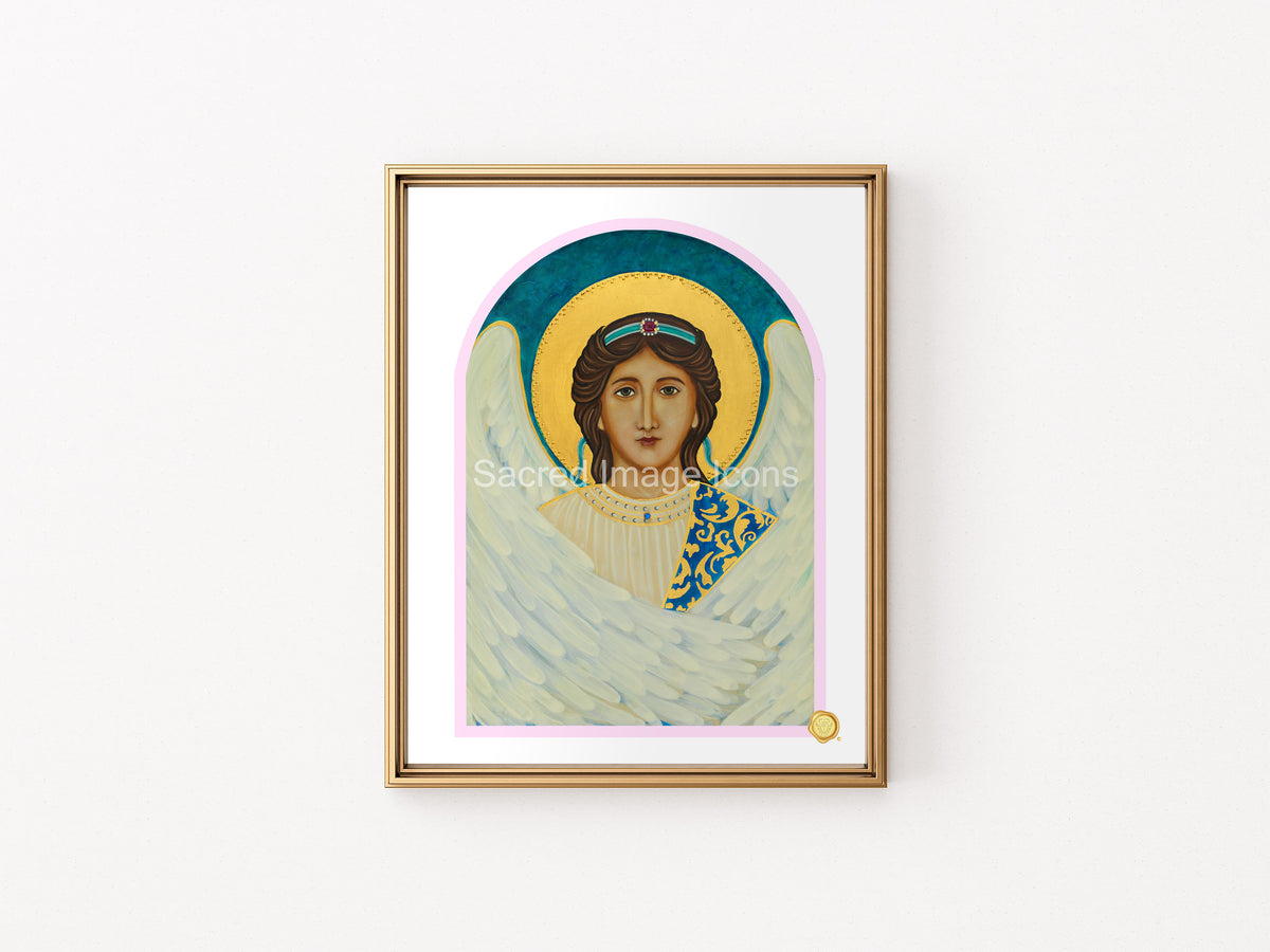 Guardian Angel Icon Print - Pink