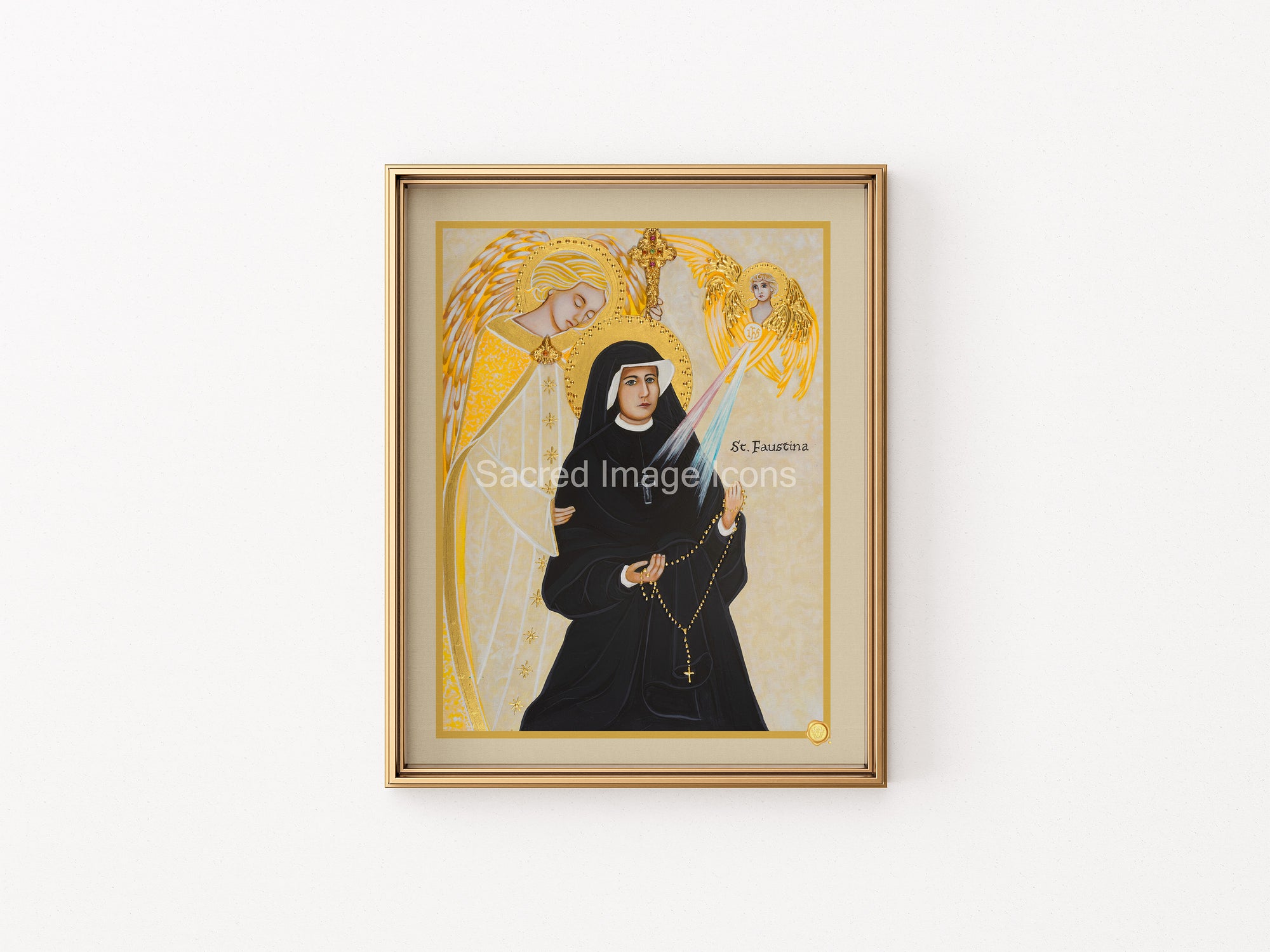Saint Faustina and the Holy Angels Icon Print