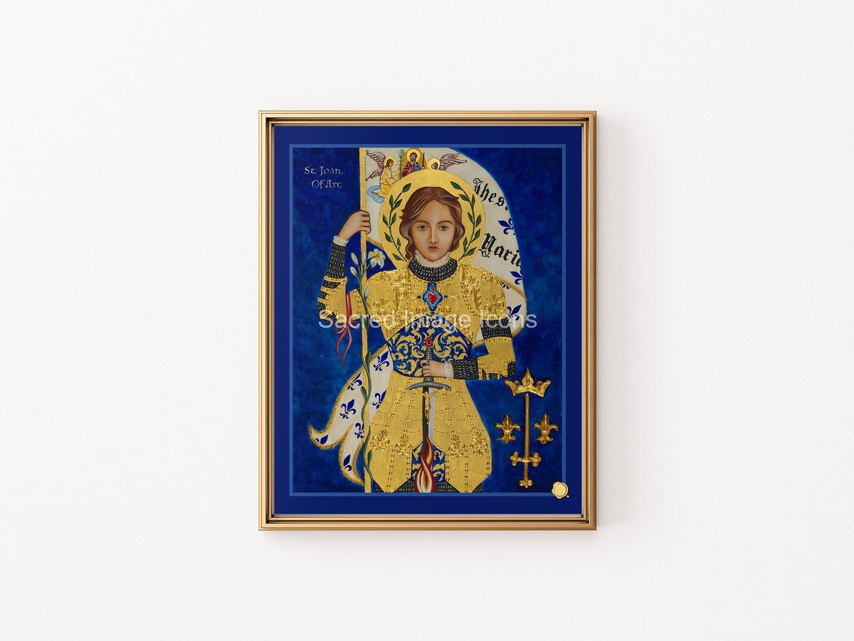 Saint Joan of Arc Icon Print and Framed Print