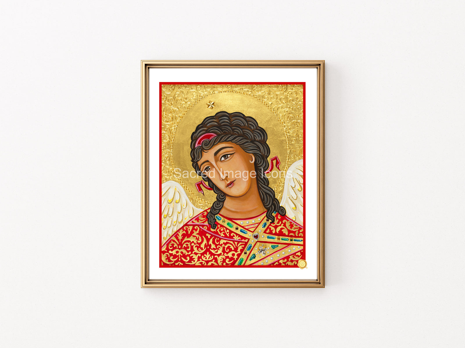 Guardian Angel Icon Print - Dark Hair