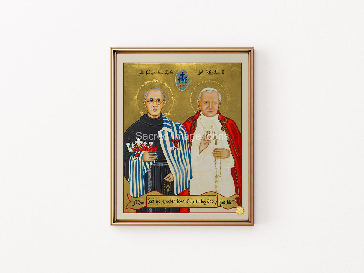 Saint Maximilian &amp; Saint John Paul II Icon Print