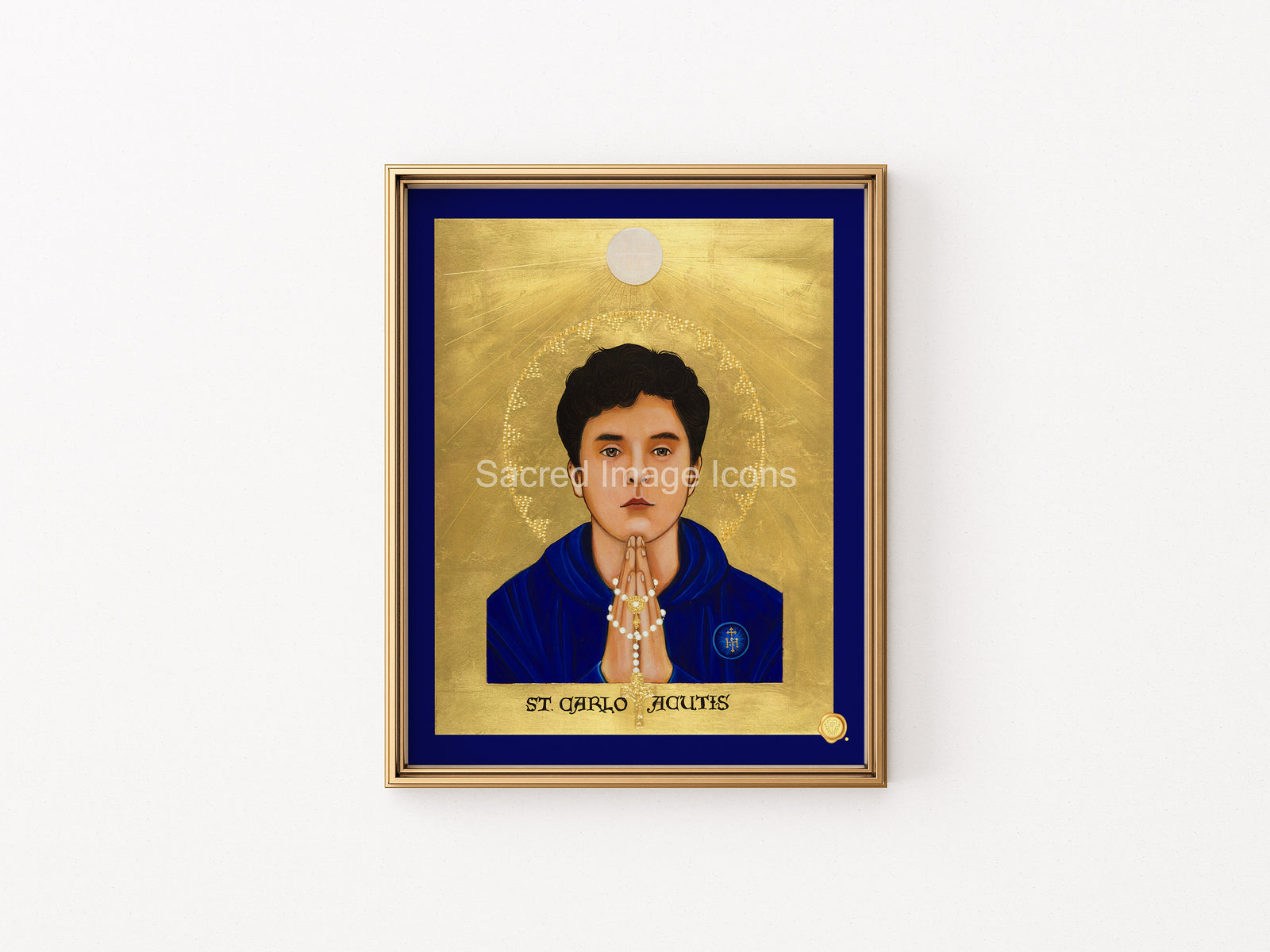 Blessed Carlo Acutis in Gold Icon Print