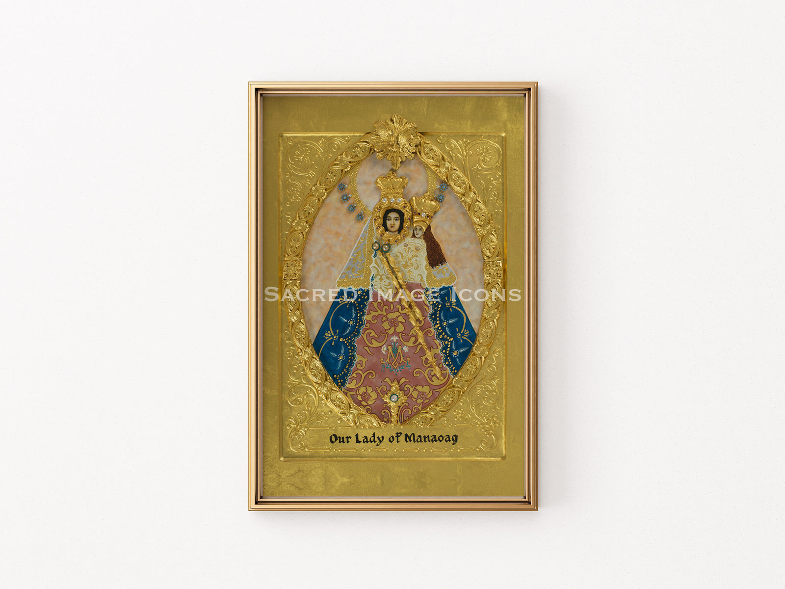 Our Lady of Manaoag Golden Framed Icon Print