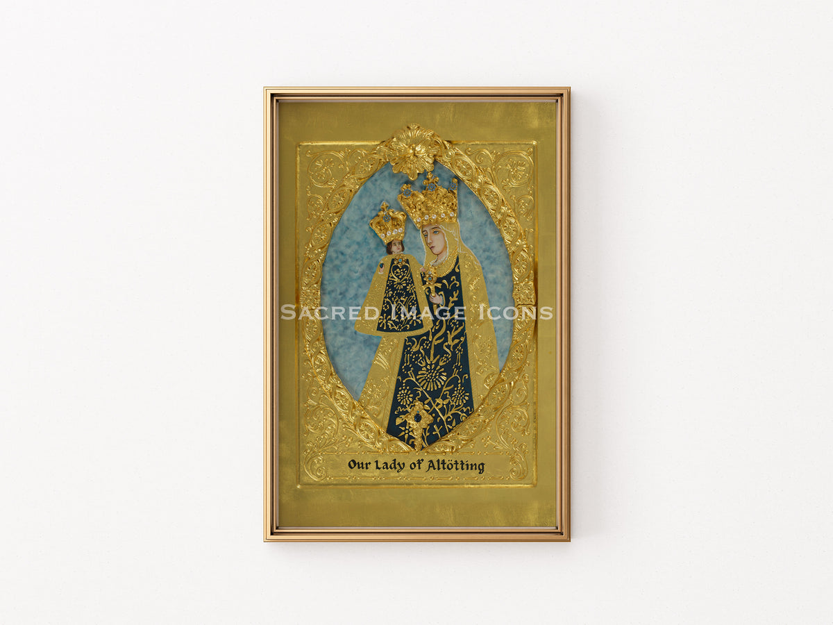 Our Lady of Altötting Golden Framed Icon Print