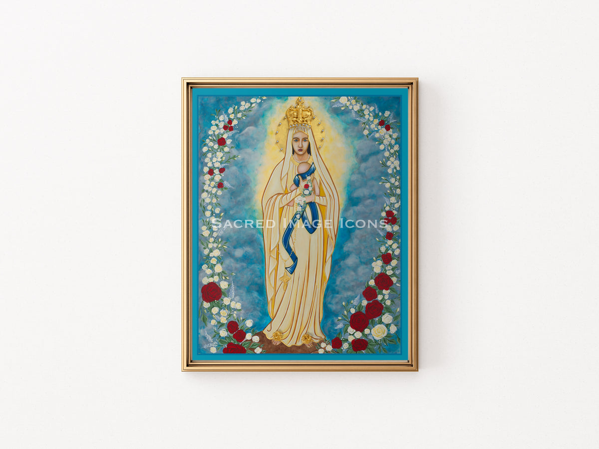 Our Lady of Lourdes with Infant Icon Print - NICU Version