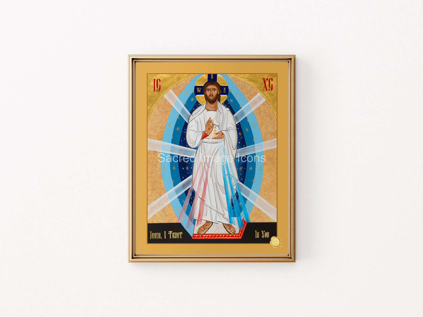 Divine Mercy Byzantine Framed Icon Print