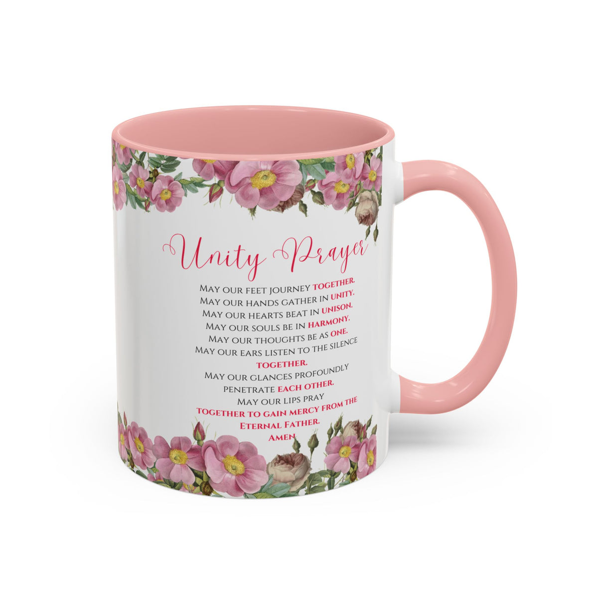 Flame of Love Prayer Coffee Mug - Pink Floral