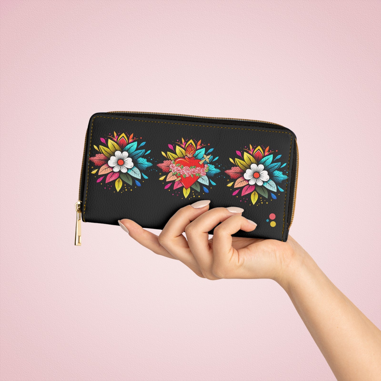 Immaculate & Sacred Heart Zipper Wallet (Vegan Leather)